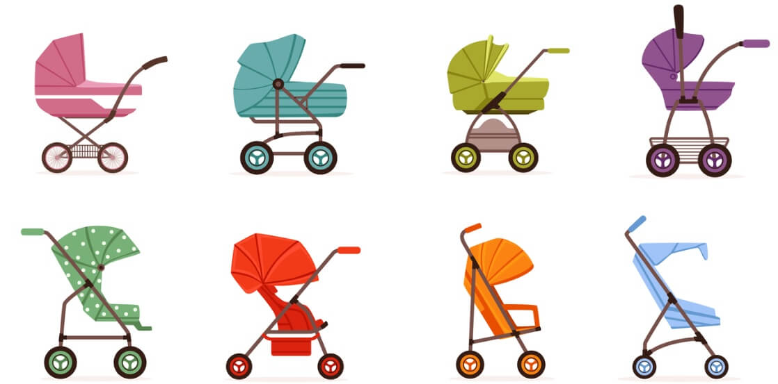 Xe đẩy em bé được thiết kế theo nhiều hình dáng để phù với với nhiều công dụng khác nhau