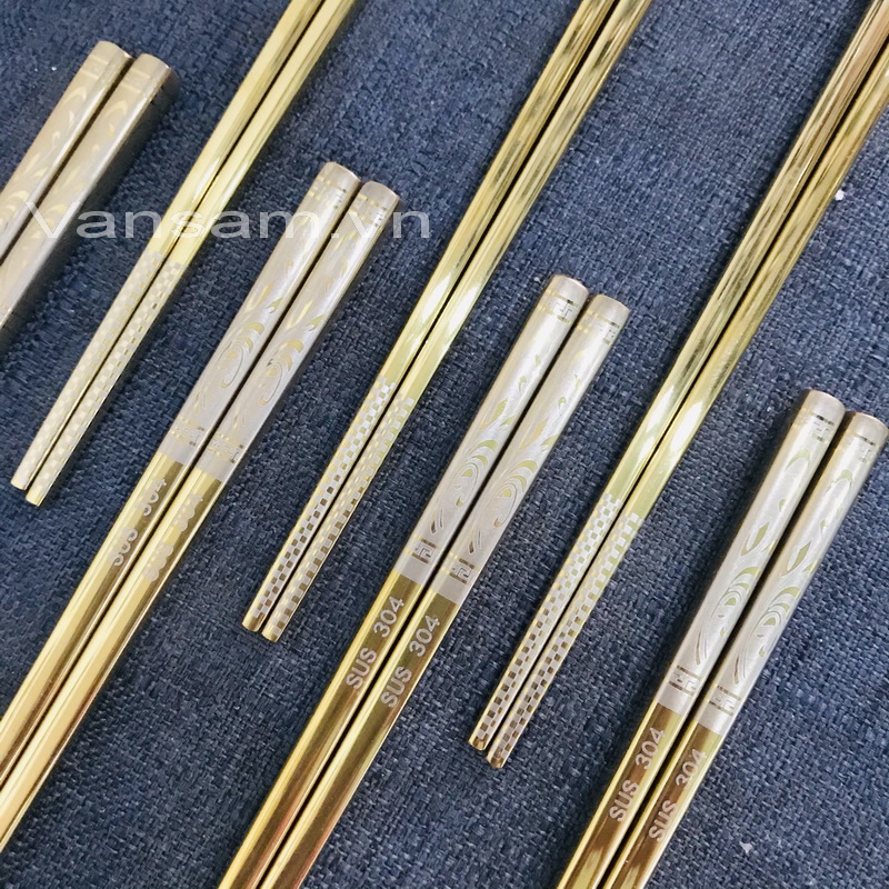 Bộ 10 đôi đũa inox 304 vàng Hàn Quốc cao cấp - Công ty cổ phần Vân Sam