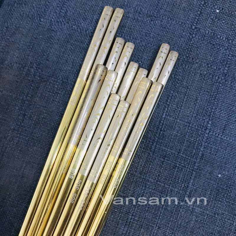 Bộ 10 đôi đũa inox 304 vàng Hàn Quốc cao cấp - Công ty cổ phần Vân Sam